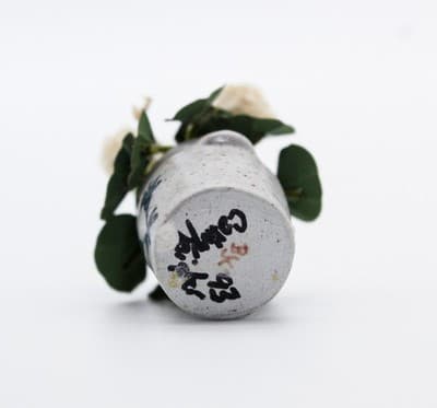 OOAK Miniature Dollhouse Geranium Artisan Signed Pottery Floral Vase 1:12 - Thumbnail 3