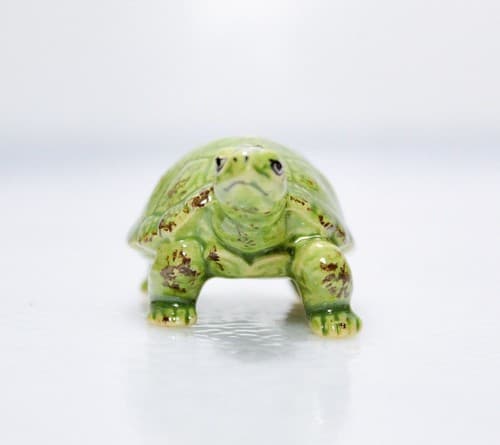 Vintage Josef Originals Miniature Green Turtle Porcelain Glazed Figurine - Thumbnail 4