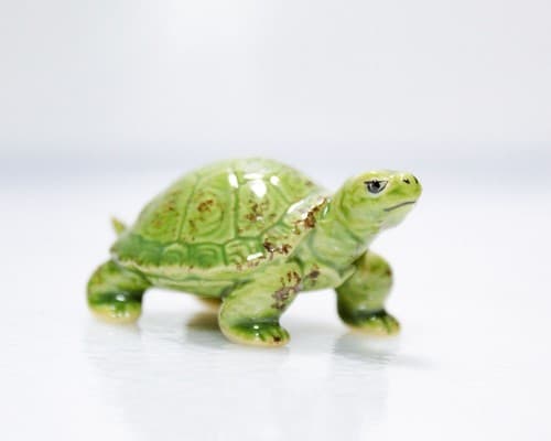 Vintage Josef Originals Miniature Green Turtle Porcelain Glazed Figurine - Thumbnail 6