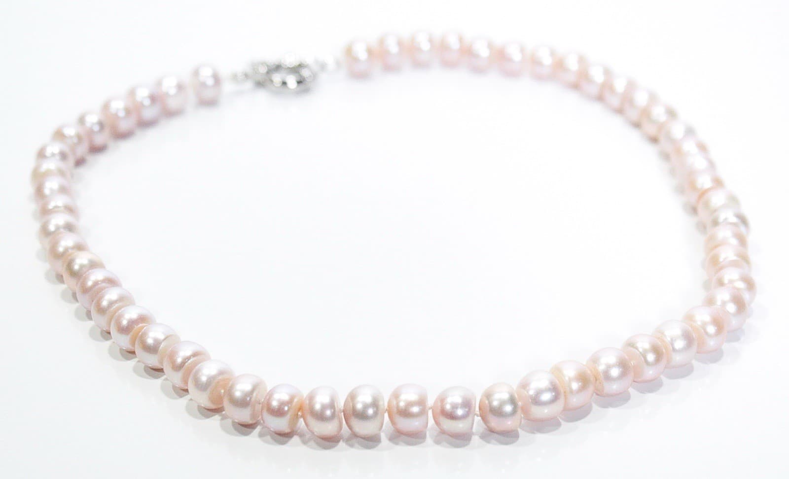 Hand Knotted Natural Freshwater Pink Pearls Beaded Necklace 8-9mm 18" - Image 1