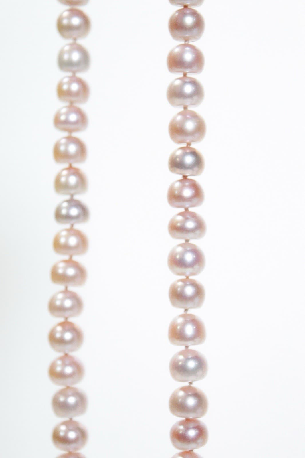 Hand Knotted Natural Freshwater Pink Pearls Beaded Necklace 8-9mm 18" - Thumbnail 3