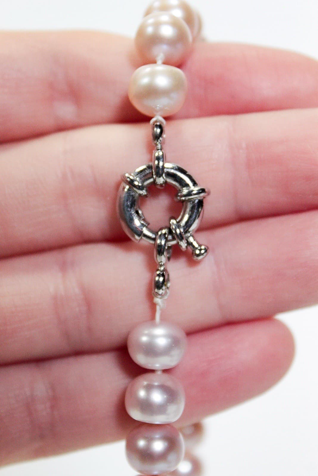 Hand Knotted Natural Freshwater Pink Pearls Beaded Necklace 8-9mm 18" - Thumbnail 4