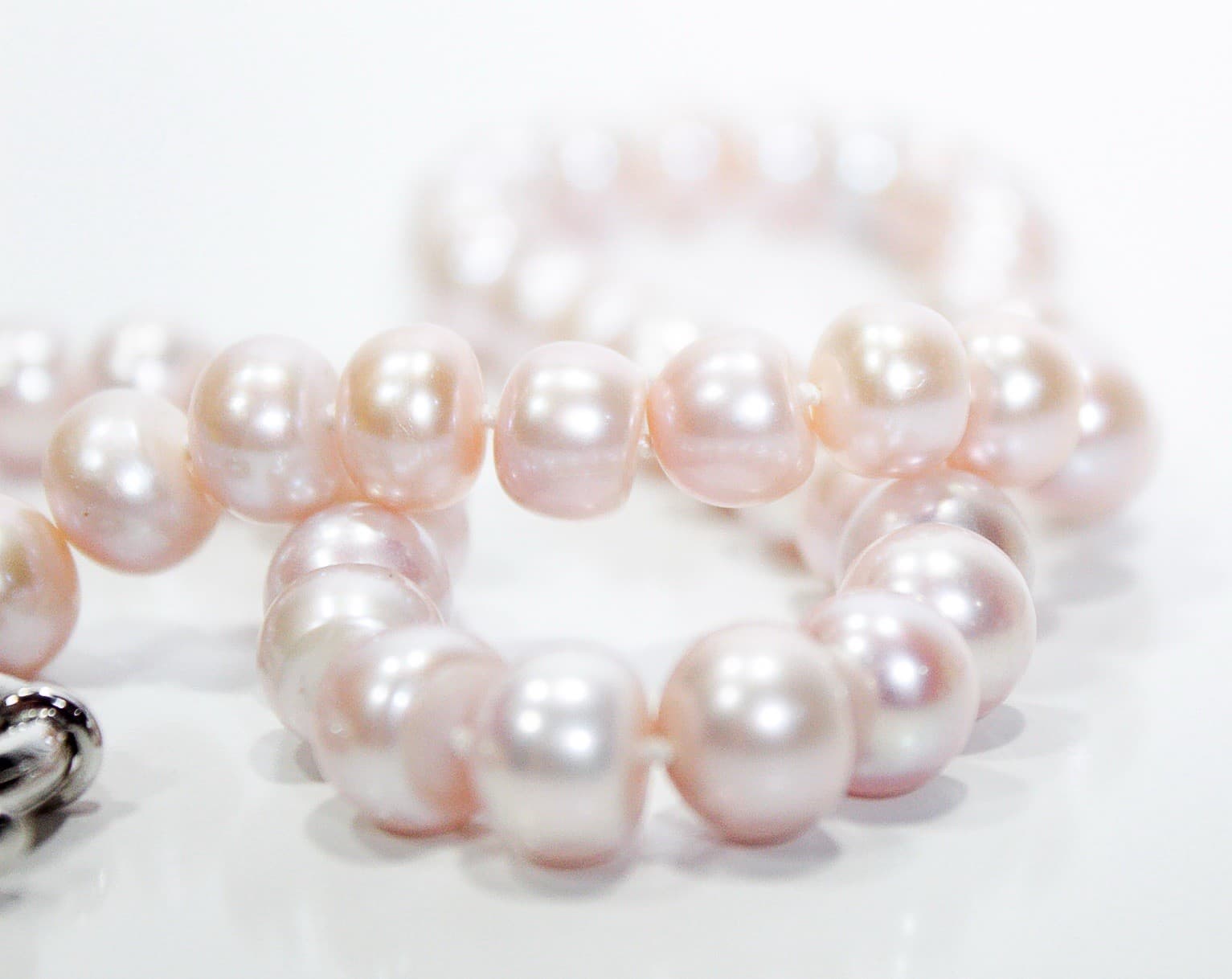 Hand Knotted Natural Freshwater Pink Pearls Beaded Necklace 8-9mm 18" - Thumbnail 5