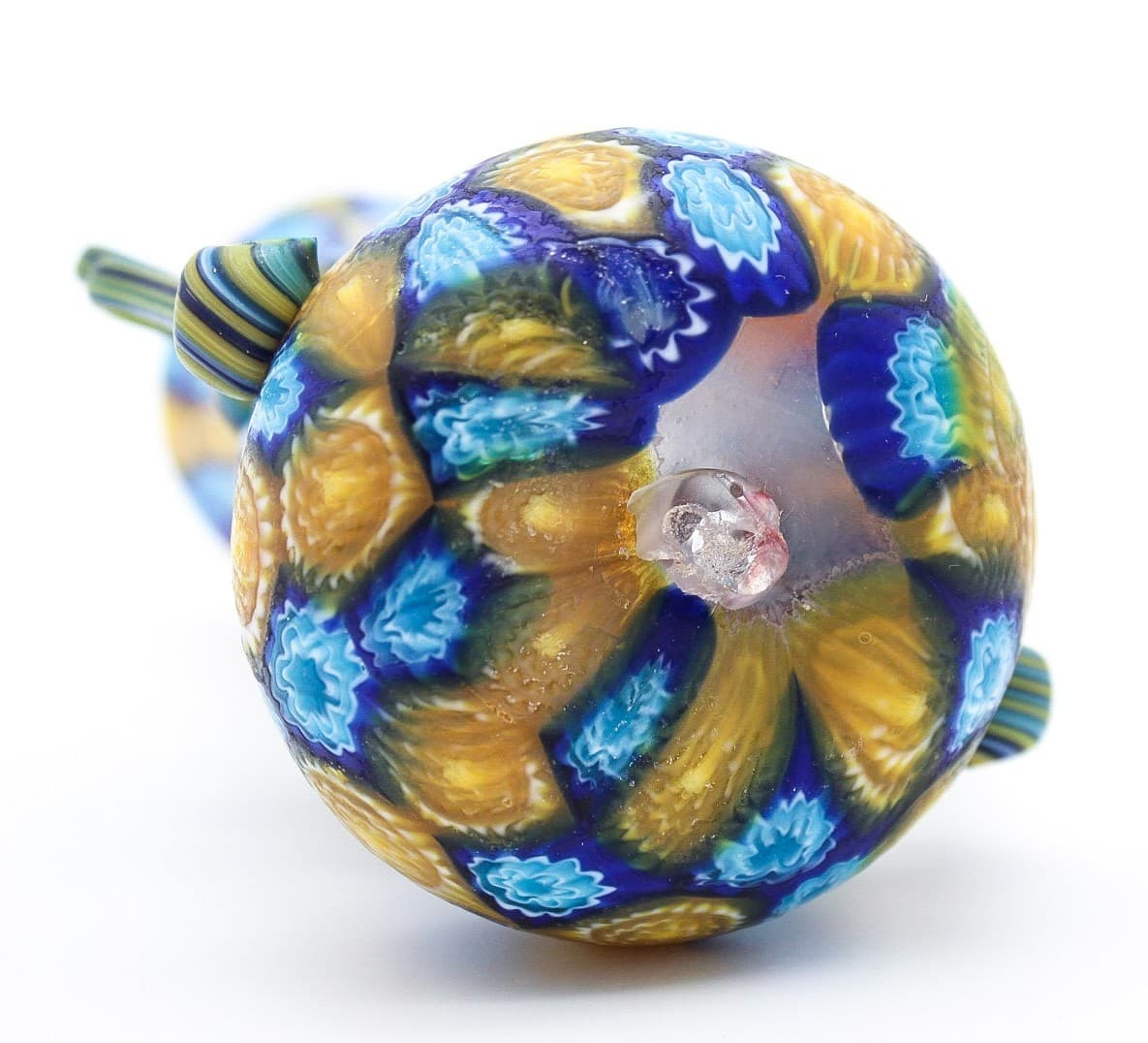 Fratelli Toso Murano Antique Millefiori Flowers Italy Art Glass Mosaic Vase 5" - Thumbnail 5