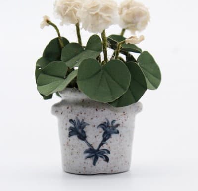 OOAK Miniature Dollhouse Geranium Artisan Signed Pottery Floral Vase 1:12 - Thumbnail 5