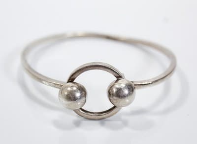 Vintage Sterling Silver 925 Ball & Eye Closure Mexico Bracelet - Thumbnail 2