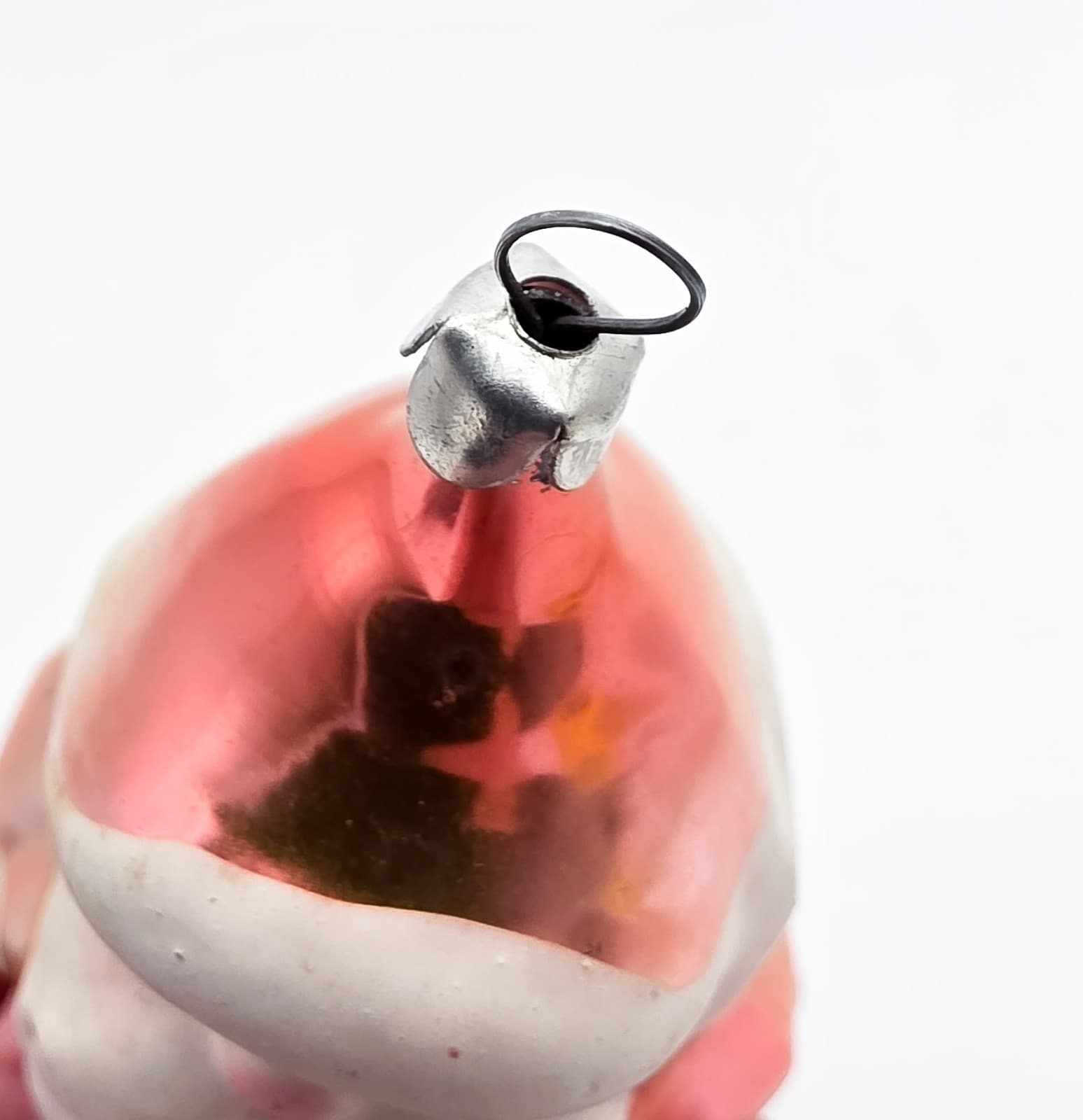 Vintage Mercury Blown Glass Hand Decorated Pink Santa Christmas Ornament - Thumbnail 4