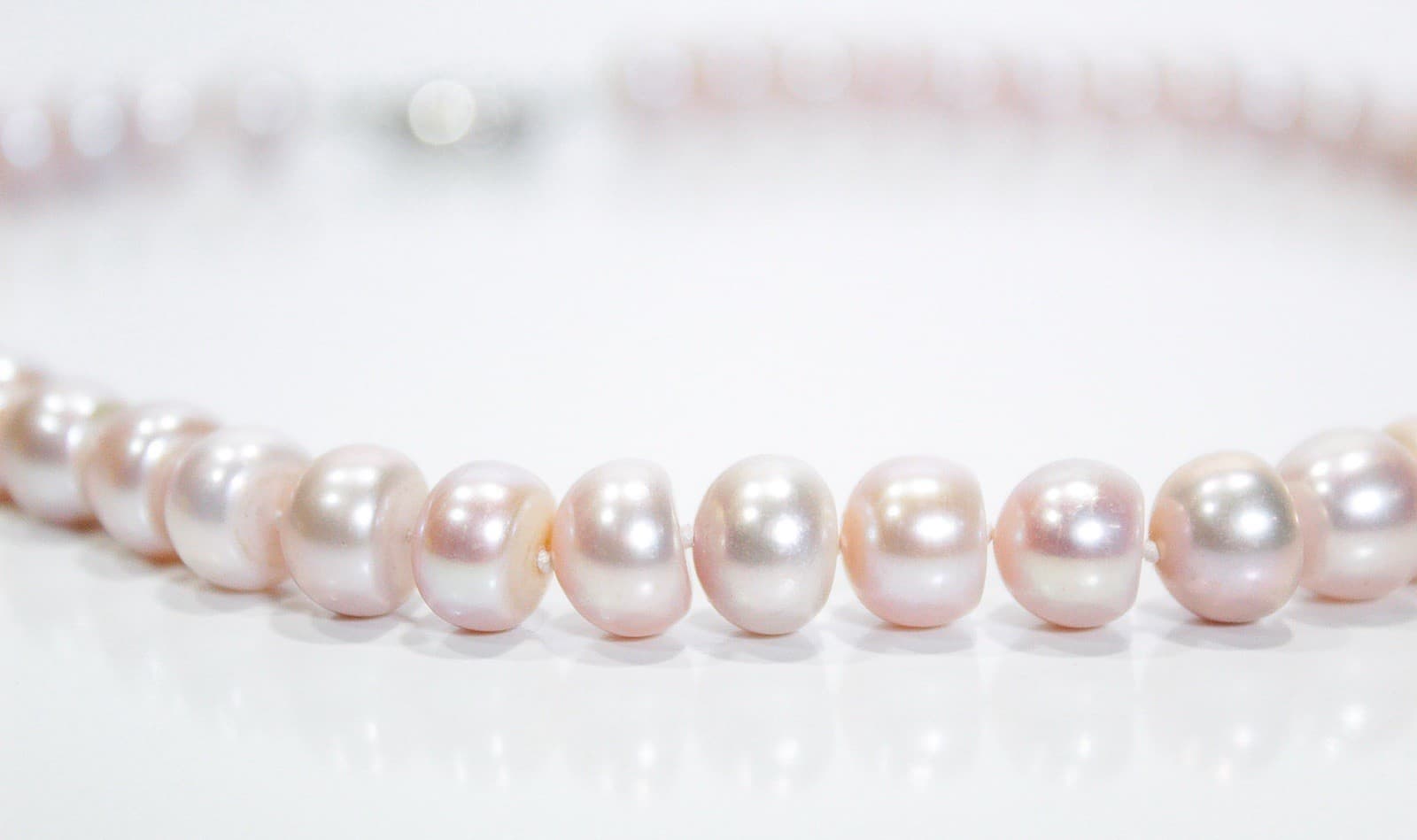 Hand Knotted Natural Freshwater Pink Pearls Beaded Necklace 8-9mm 18" - Thumbnail 2