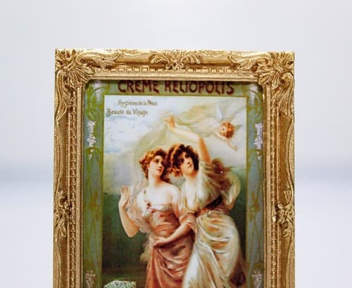 Vintage Dollhouse Miniature Creme Heliopolis Motif Wall Art Painting Print - Thumbnail 2