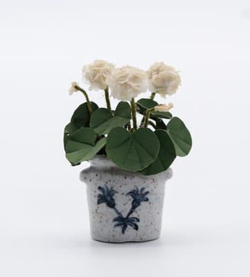 OOAK Miniature Dollhouse Geranium Artisan Signed Pottery Floral Vase 1:12 - Thumbnail 7