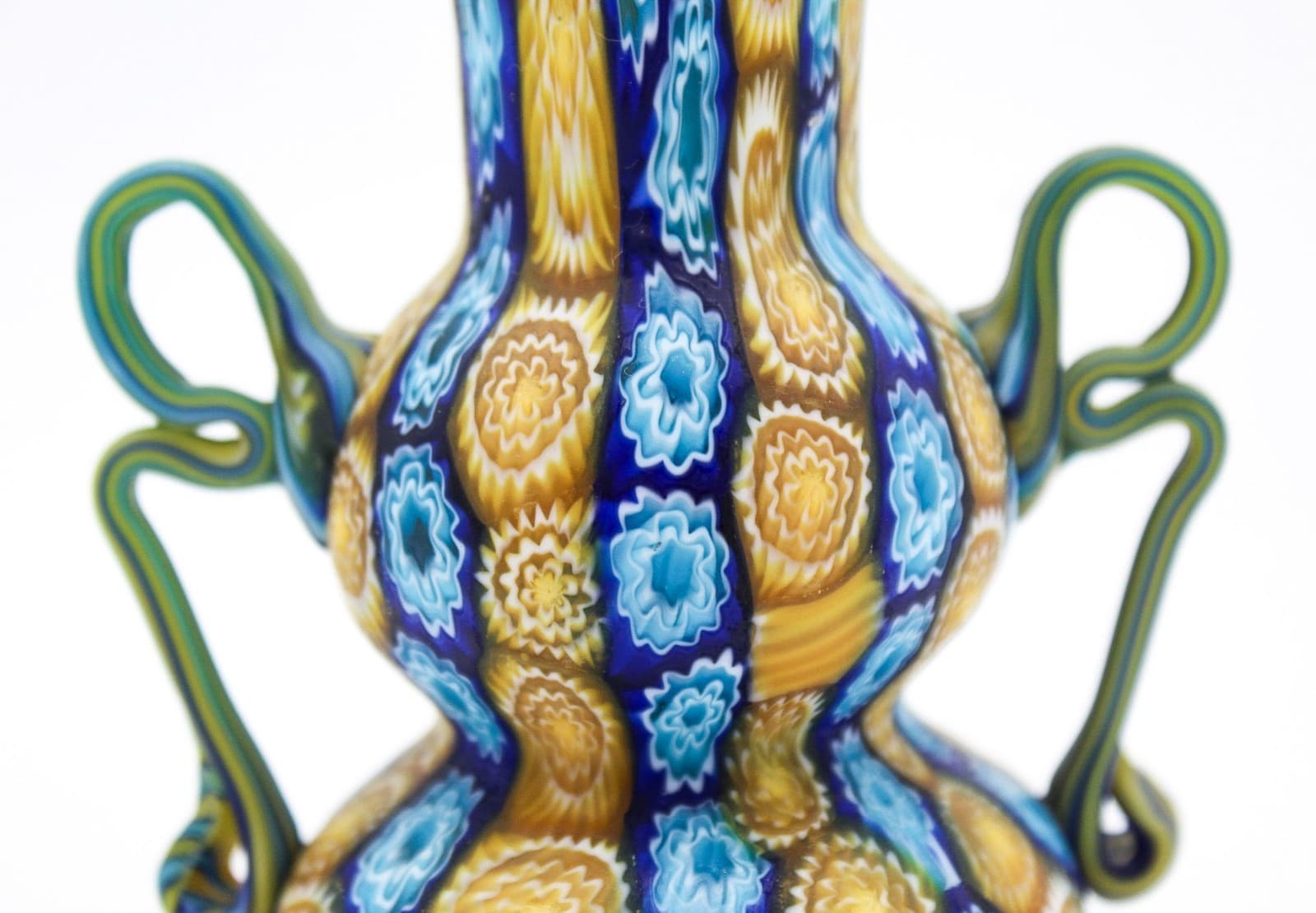 Fratelli Toso Murano Antique Millefiori Flowers Italy Art Glass Mosaic Vase 5" - Thumbnail 11