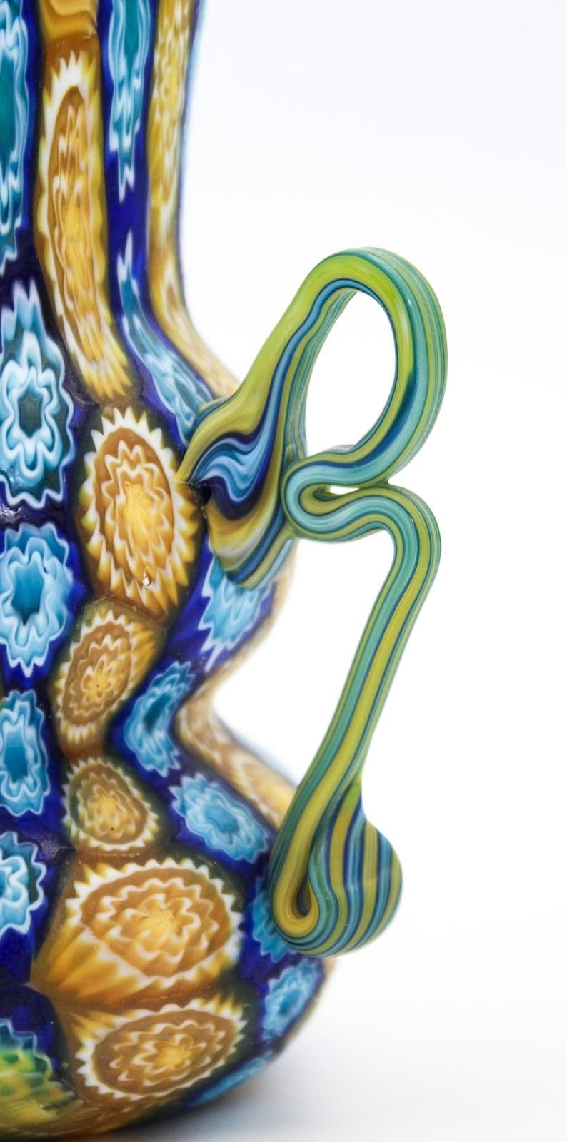 Fratelli Toso Murano Antique Millefiori Flowers Italy Art Glass Mosaic Vase 5" - Thumbnail 7