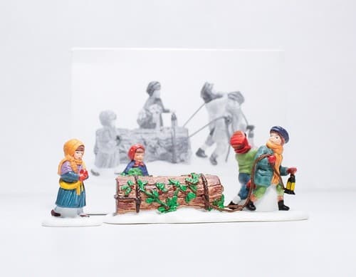DEPARTMENT 56 "Bringing Home The Yule Log" Village Christmas Accessory #5558-1 - Thumbnail 2