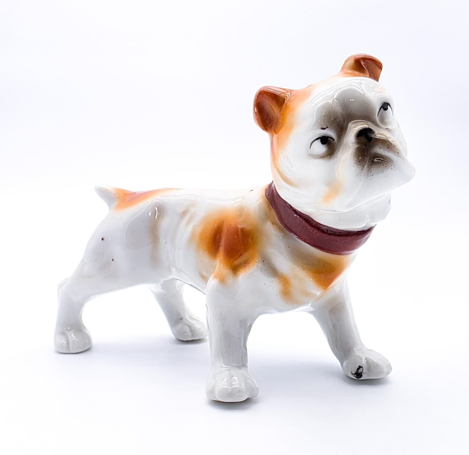 Vintage Made In Japan Glazed Porcelain Standing English Bulldog Dog Figurine - Thumbnail 2