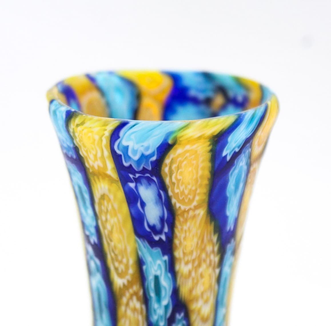 Fratelli Toso Murano Antique Millefiori Flowers Italy Art Glass Mosaic Vase 5" - Thumbnail 9