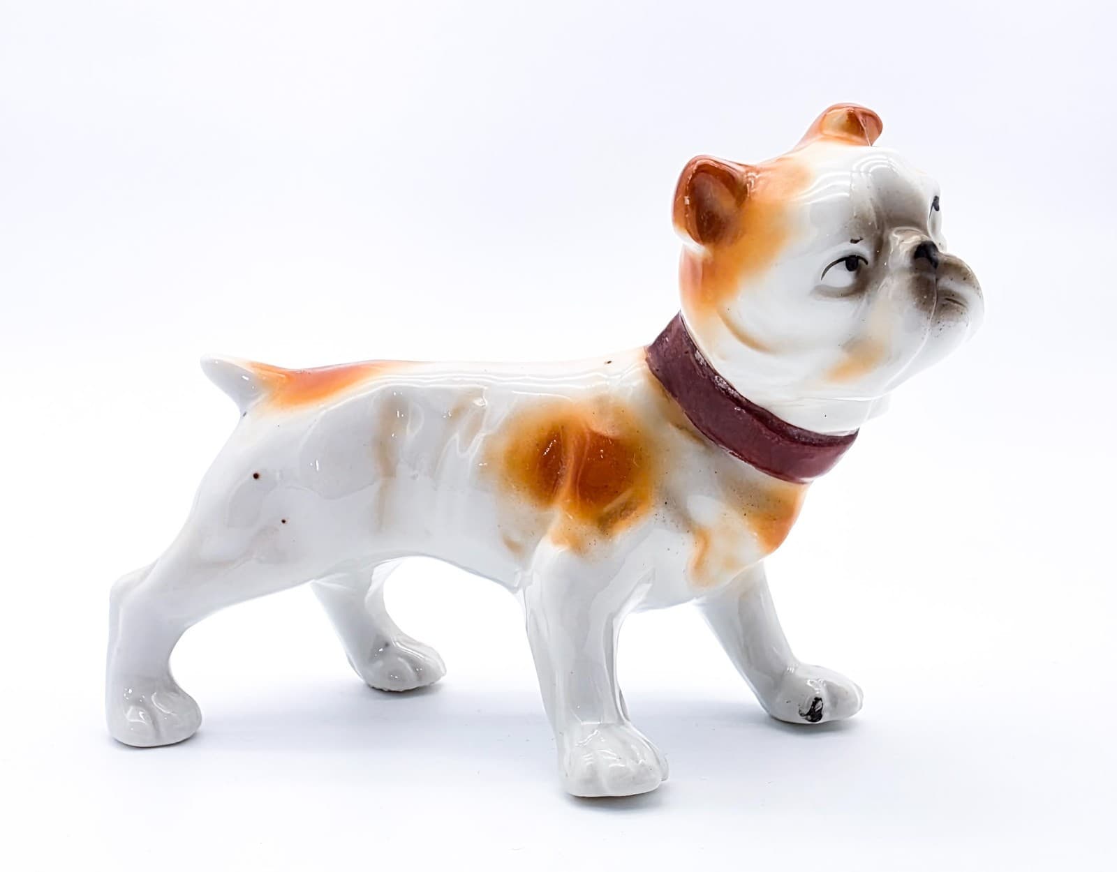 Vintage Made In Japan Glazed Porcelain Standing English Bulldog Dog Figurine - Thumbnail 8