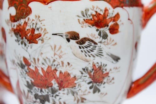 Antique Meiji Period Kutani Japanese Hand painted Sugar Bowl & Creamer Set - Thumbnail 6