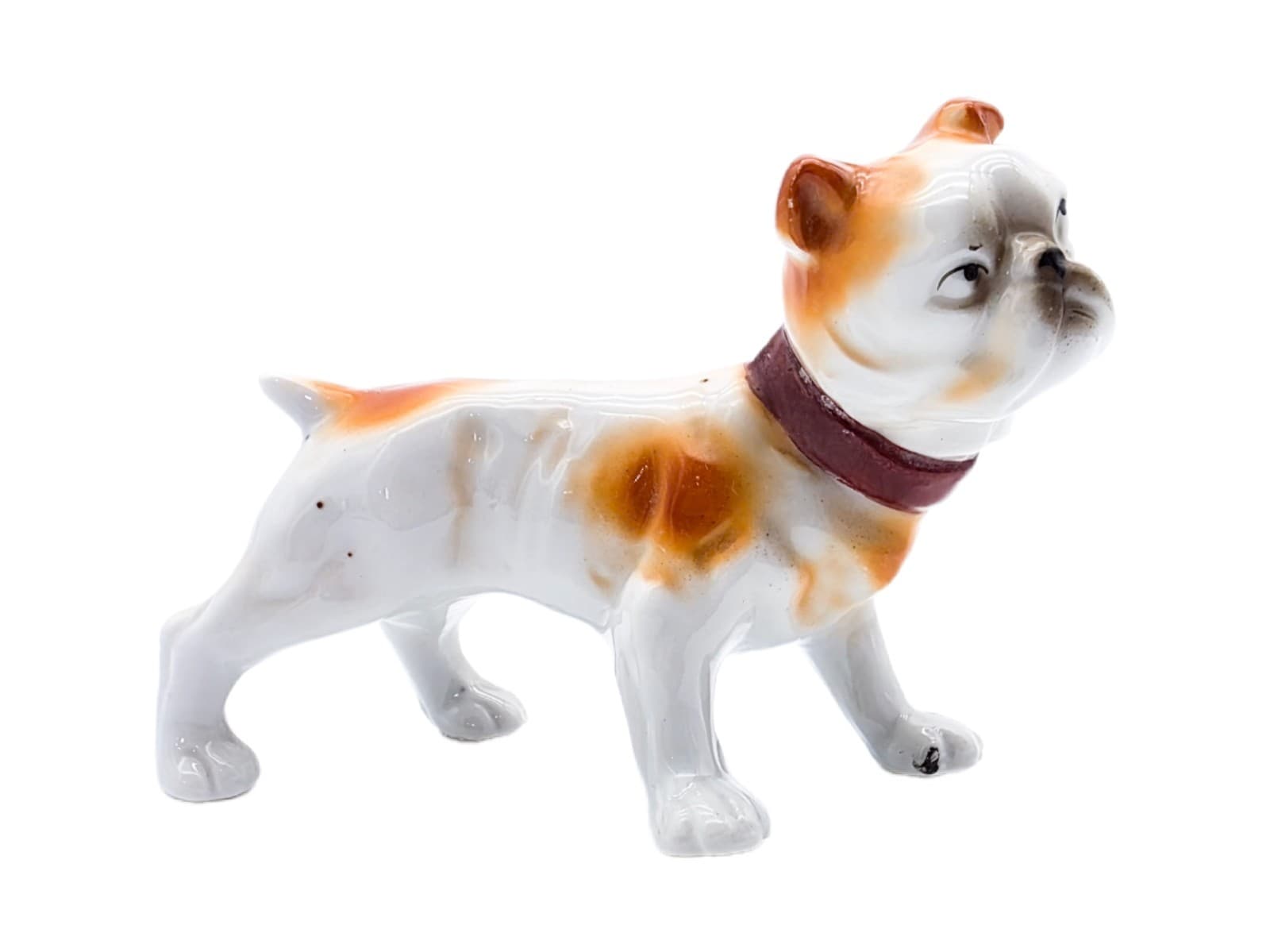 Vintage Made In Japan Glazed Porcelain Standing English Bulldog Dog Figurine - Image 1
