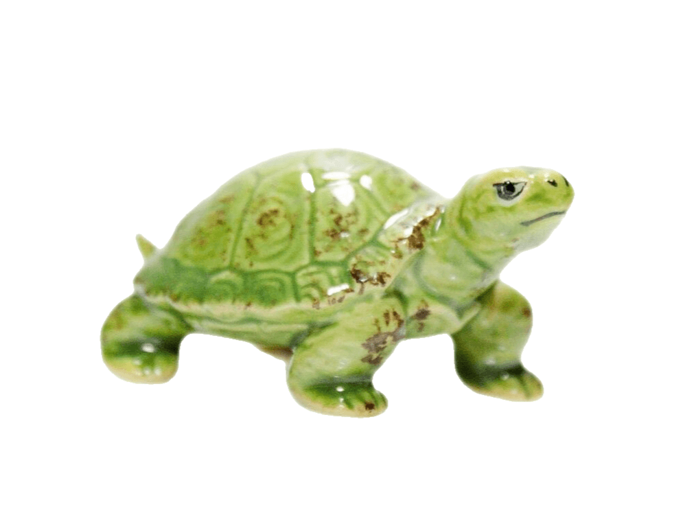 Vintage Josef Originals Miniature Green Turtle Porcelain Glazed Figurine - Image 1