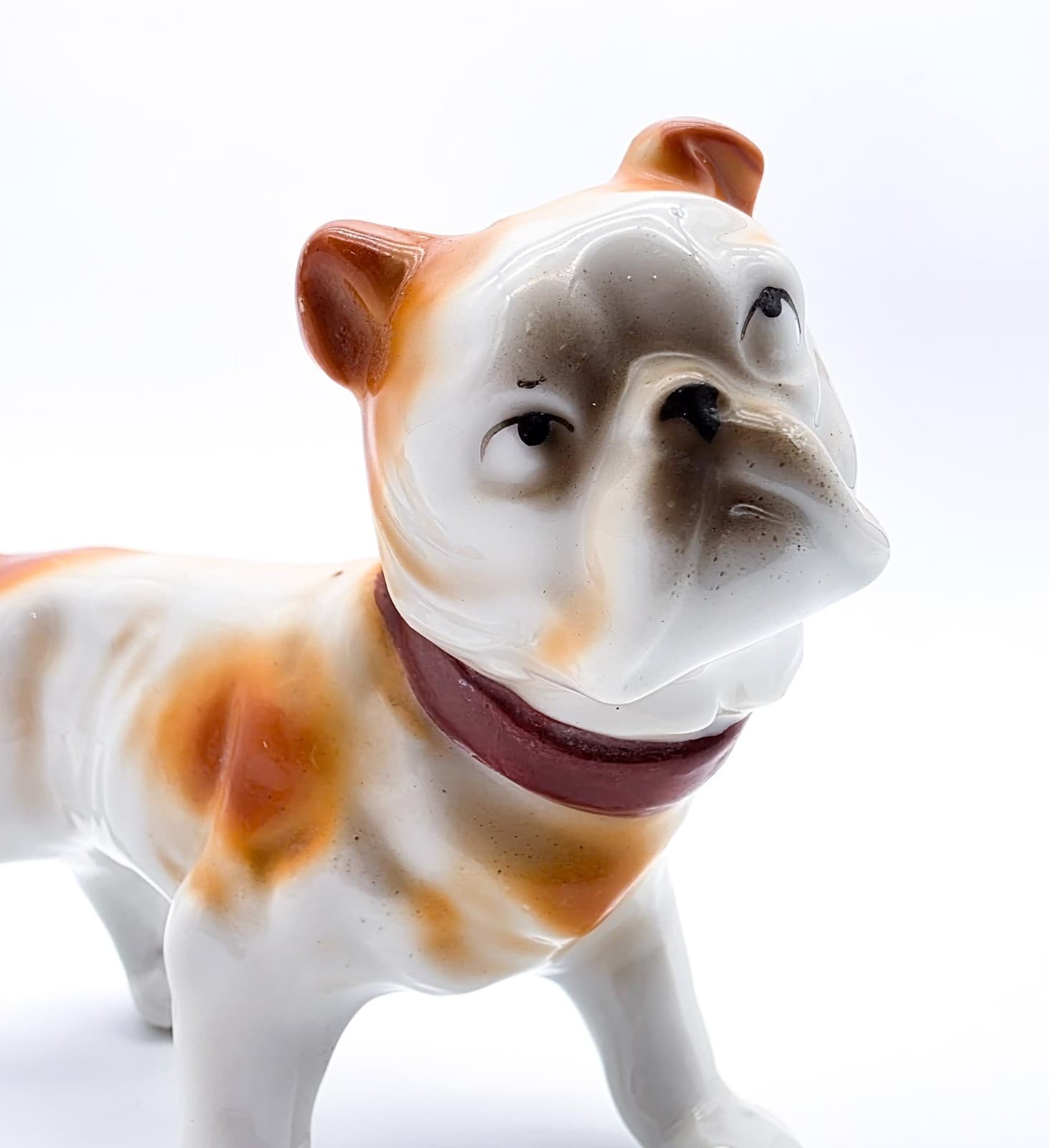 Vintage Made In Japan Glazed Porcelain Standing English Bulldog Dog Figurine - Thumbnail 7