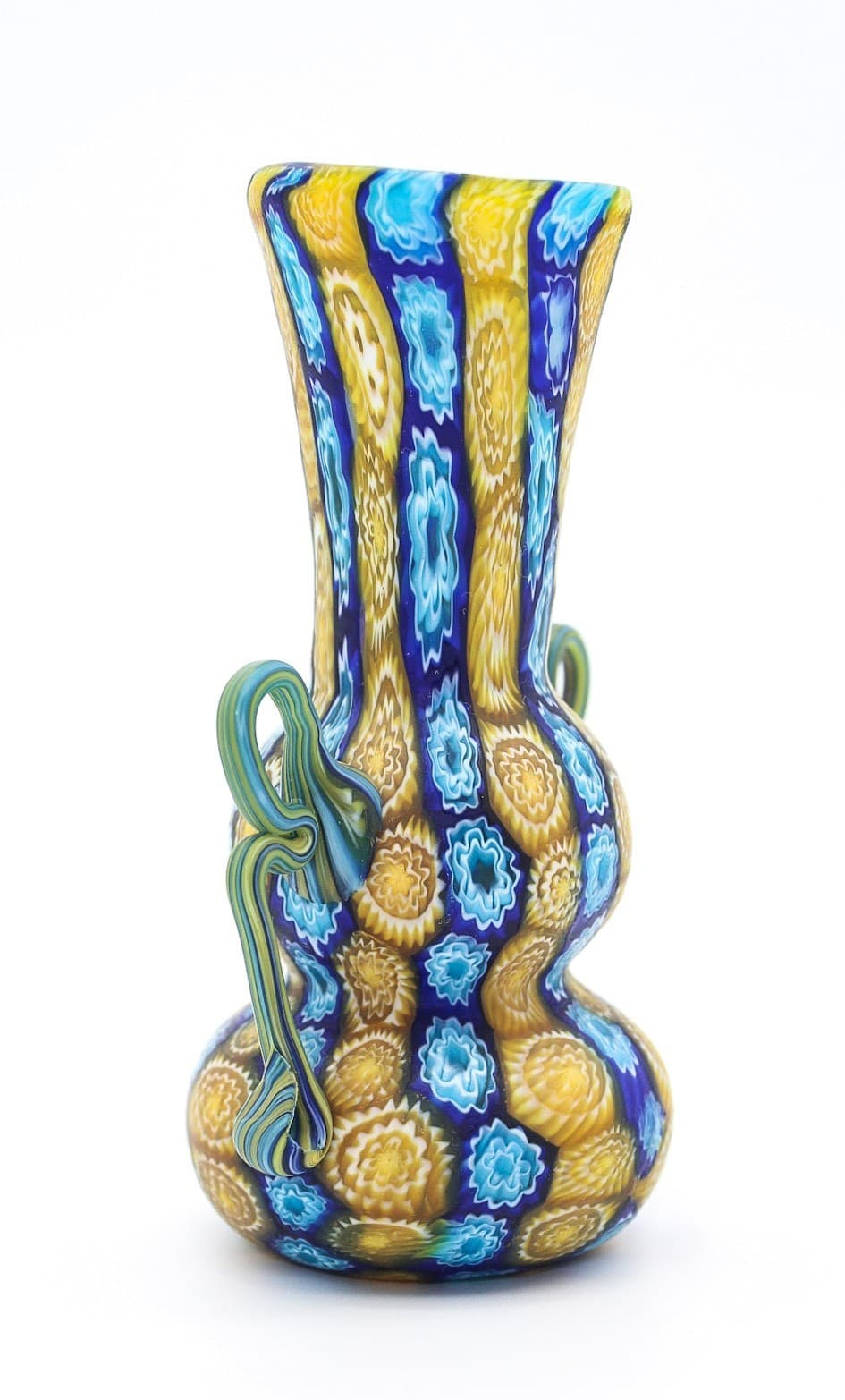 Fratelli Toso Murano Antique Millefiori Flowers Italy Art Glass Mosaic Vase 5" - Thumbnail 8