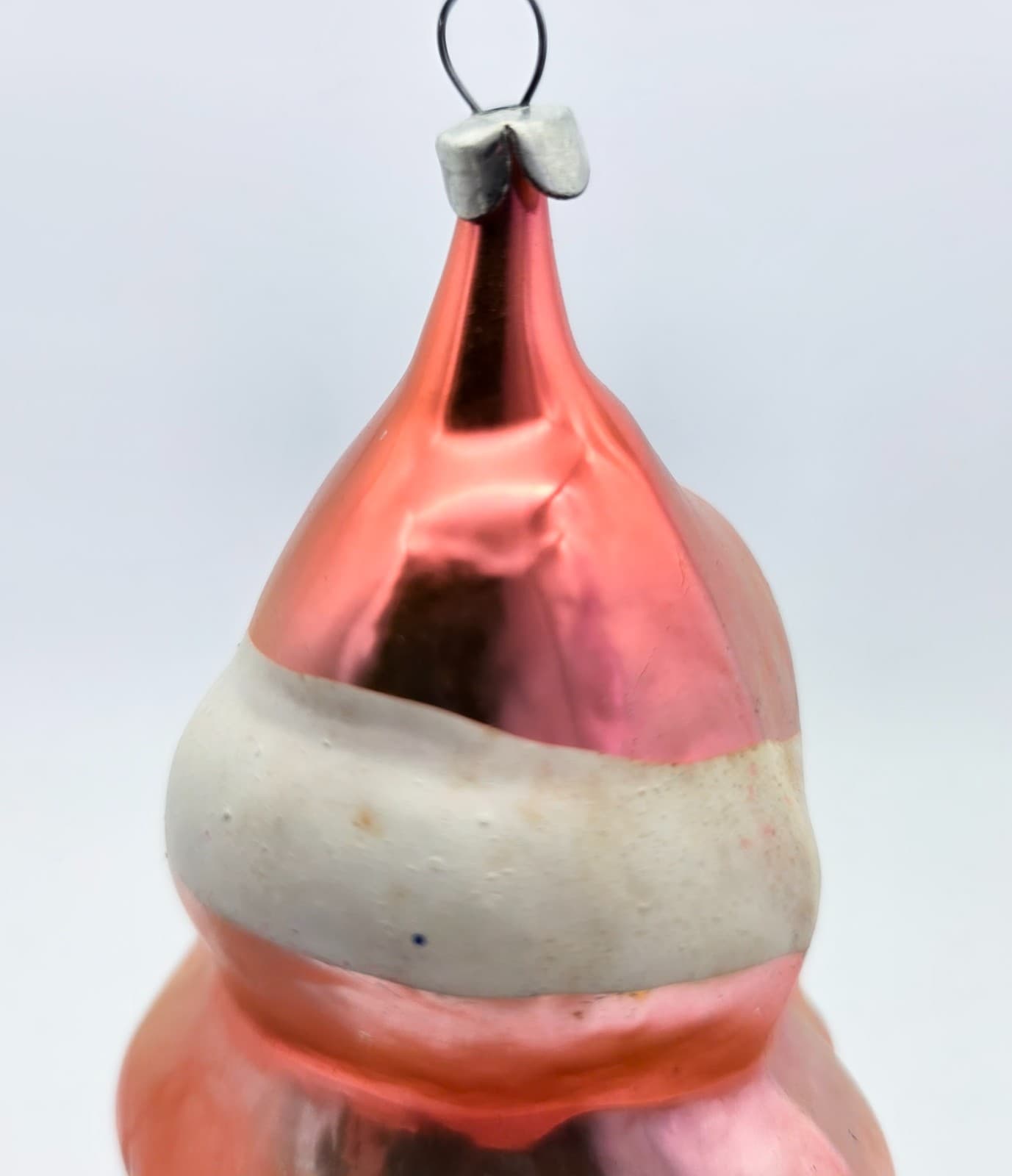 Vintage Mercury Blown Glass Hand Decorated Pink Santa Christmas Ornament - Thumbnail 6