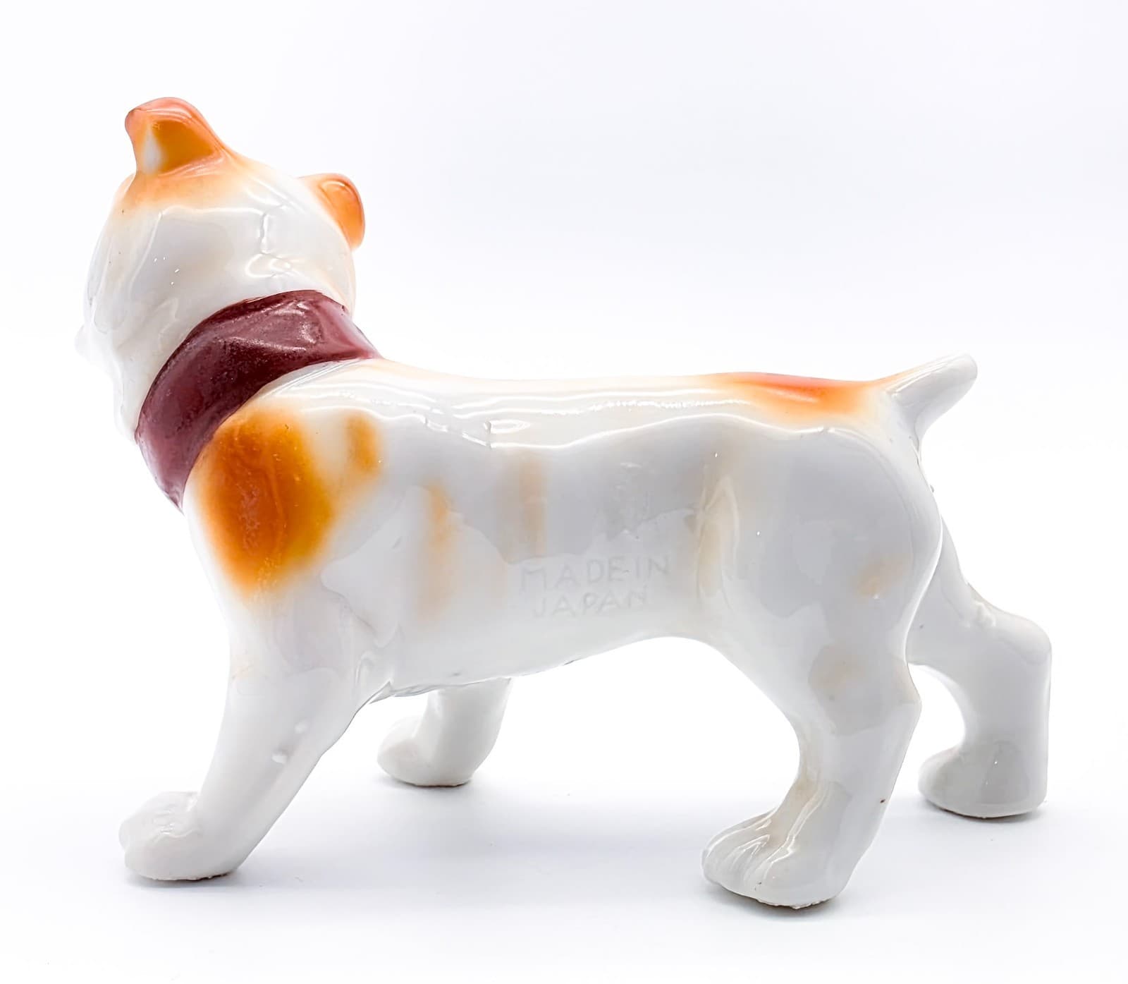 Vintage Made In Japan Glazed Porcelain Standing English Bulldog Dog Figurine - Thumbnail 4