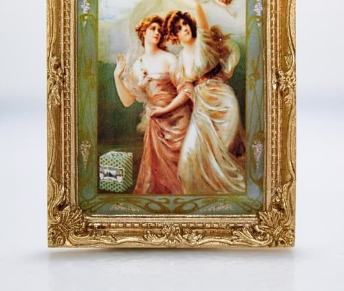 Vintage Dollhouse Miniature Creme Heliopolis Motif Wall Art Painting Print - Thumbnail 3