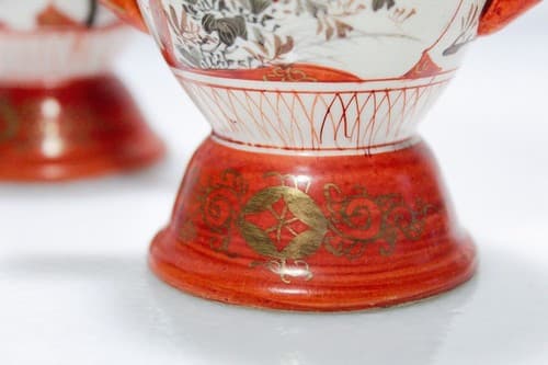 Antique Meiji Period Kutani Japanese Hand painted Sugar Bowl & Creamer Set - Thumbnail 9