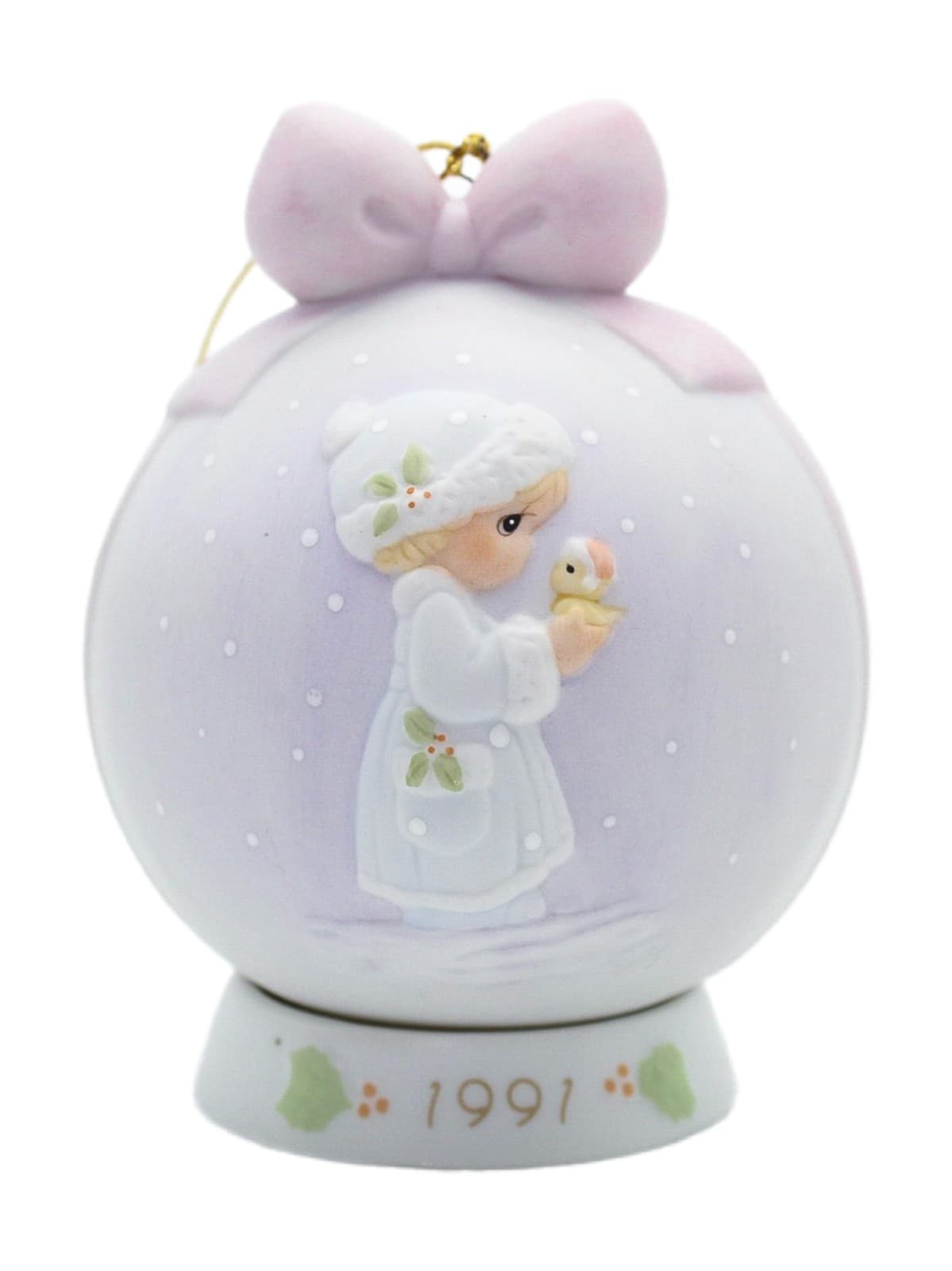 Precious Moments May Your Christmas Be Merry Enesco Porcelain Ornament 1991 - Image 1