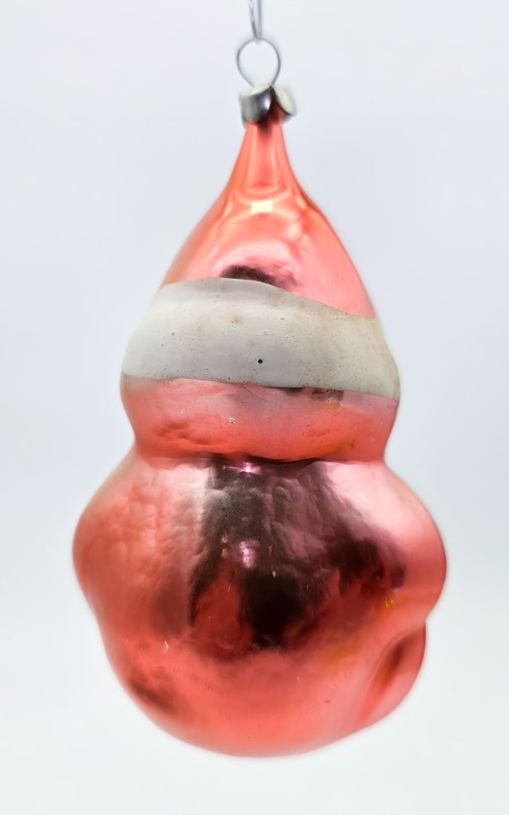 Vintage Mercury Blown Glass Hand Decorated Pink Santa Christmas Ornament - Thumbnail 7