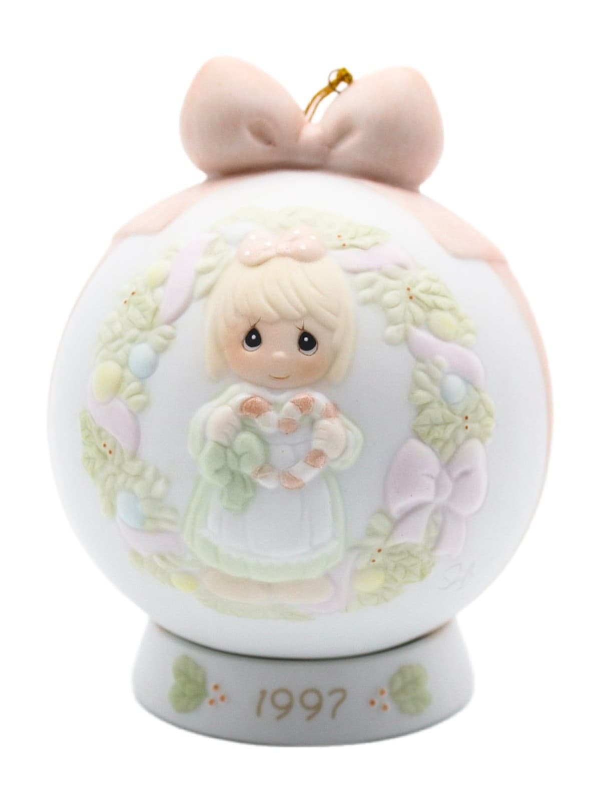 Precious Moments Cane You Join Us For A Merry Christmas Porcelain Ornament 1997 - Image 1