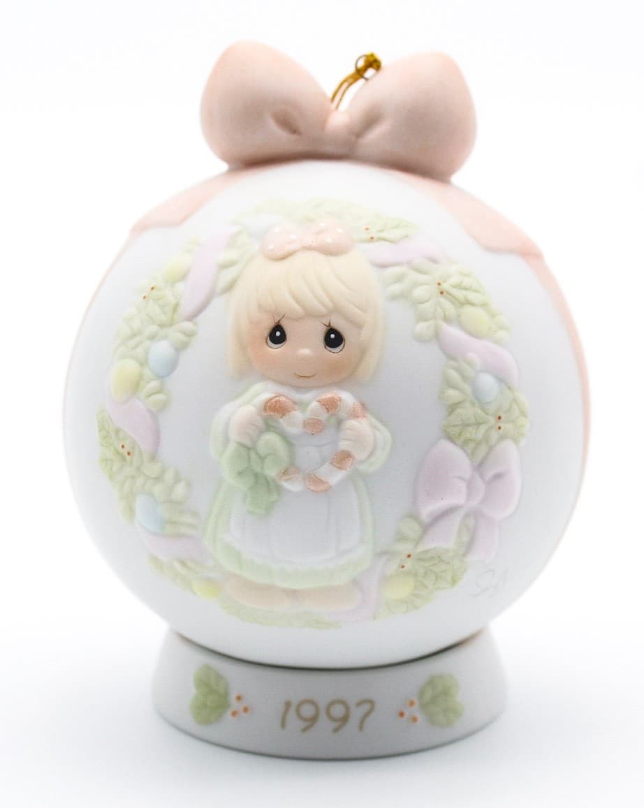 Precious Moments Cane You Join Us For A Merry Christmas Porcelain Ornament 1997 - Thumbnail 6