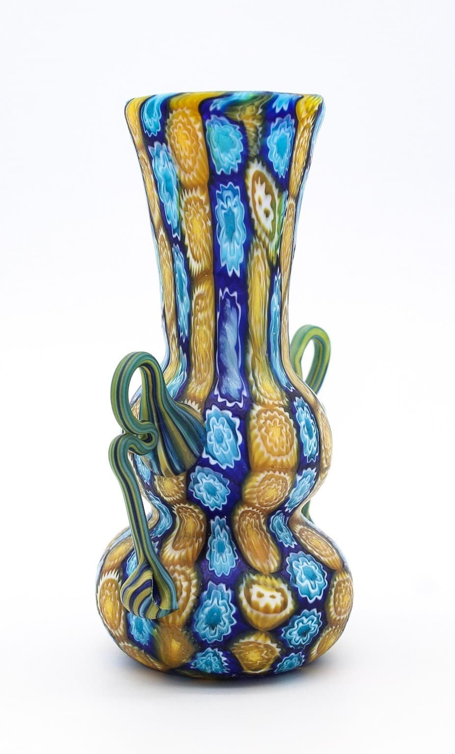 Fratelli Toso Murano Antique Millefiori Flowers Italy Art Glass Mosaic Vase 5" - Thumbnail 6