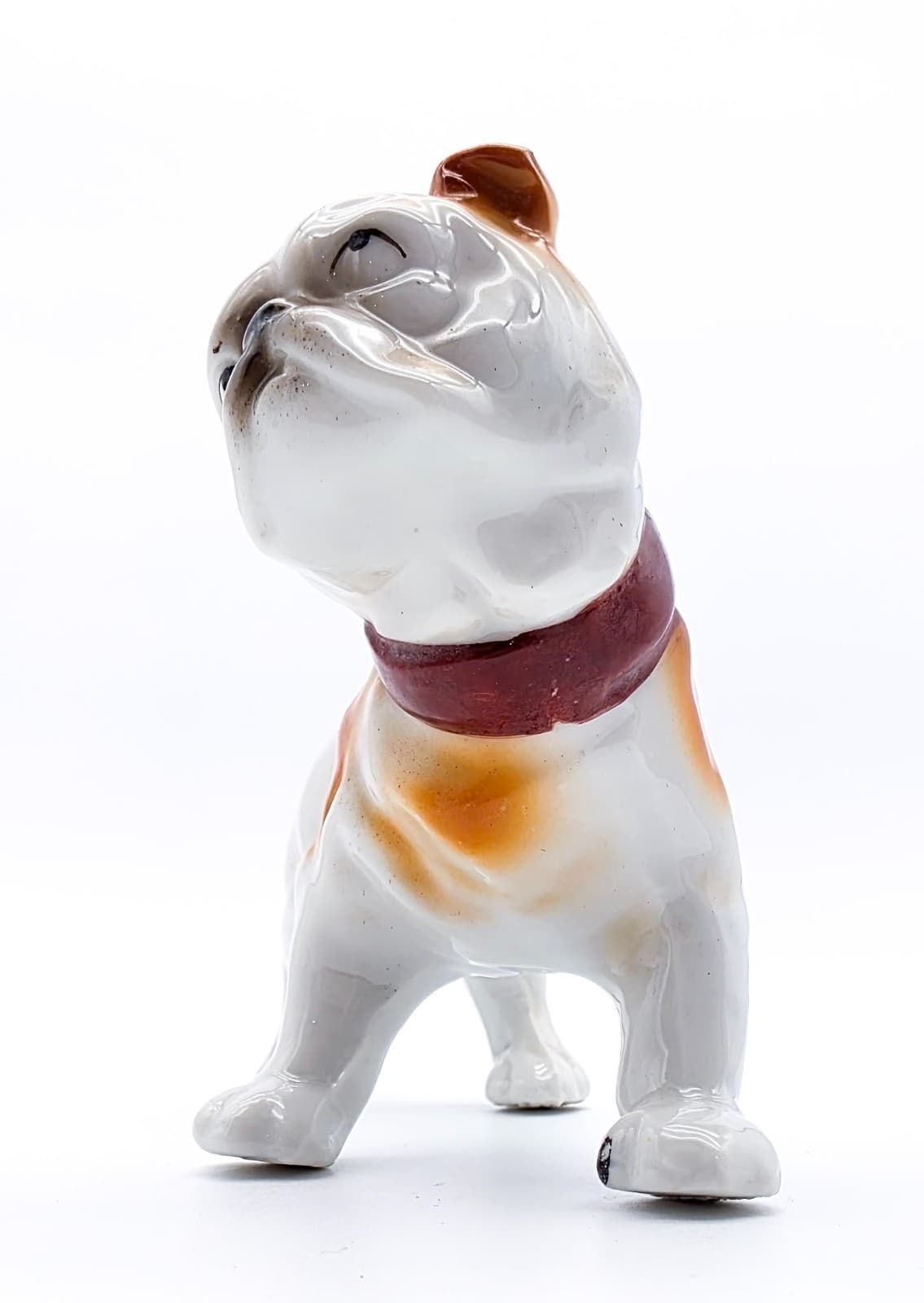 Vintage Made In Japan Glazed Porcelain Standing English Bulldog Dog Figurine - Thumbnail 3