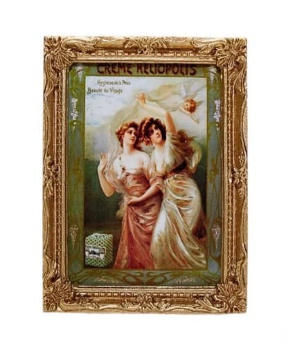 Vintage Dollhouse Miniature Creme Heliopolis Motif Wall Art Painting Print - Image 1