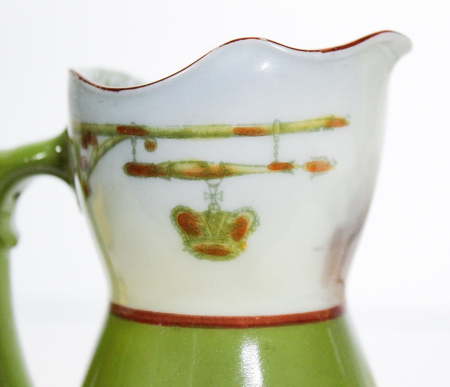 ROYAL BAYREUTH Bavaria Green Porcelain Small Painted Pitcher - Thumbnail 5