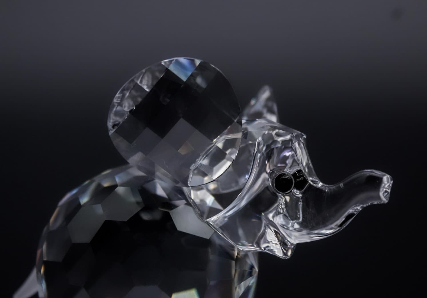 Swarovski Silver Baby Elephant Austria Faceted Crystal Figurine By Max Schreck - Thumbnail 10