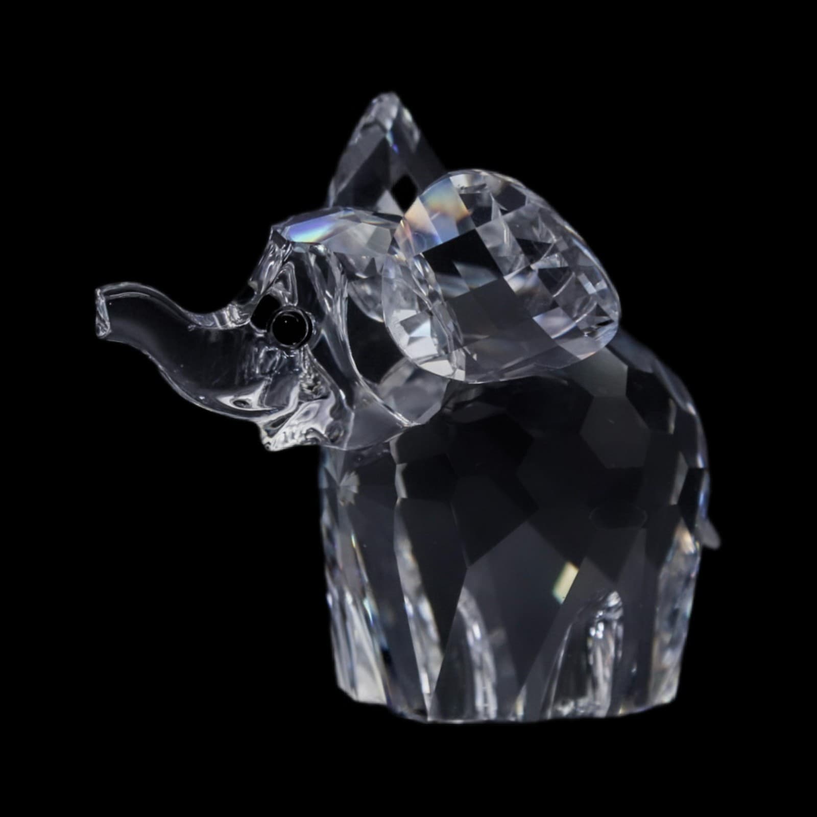 Swarovski Silver Baby Elephant Austria Faceted Crystal Figurine By Max Schreck - Image 1