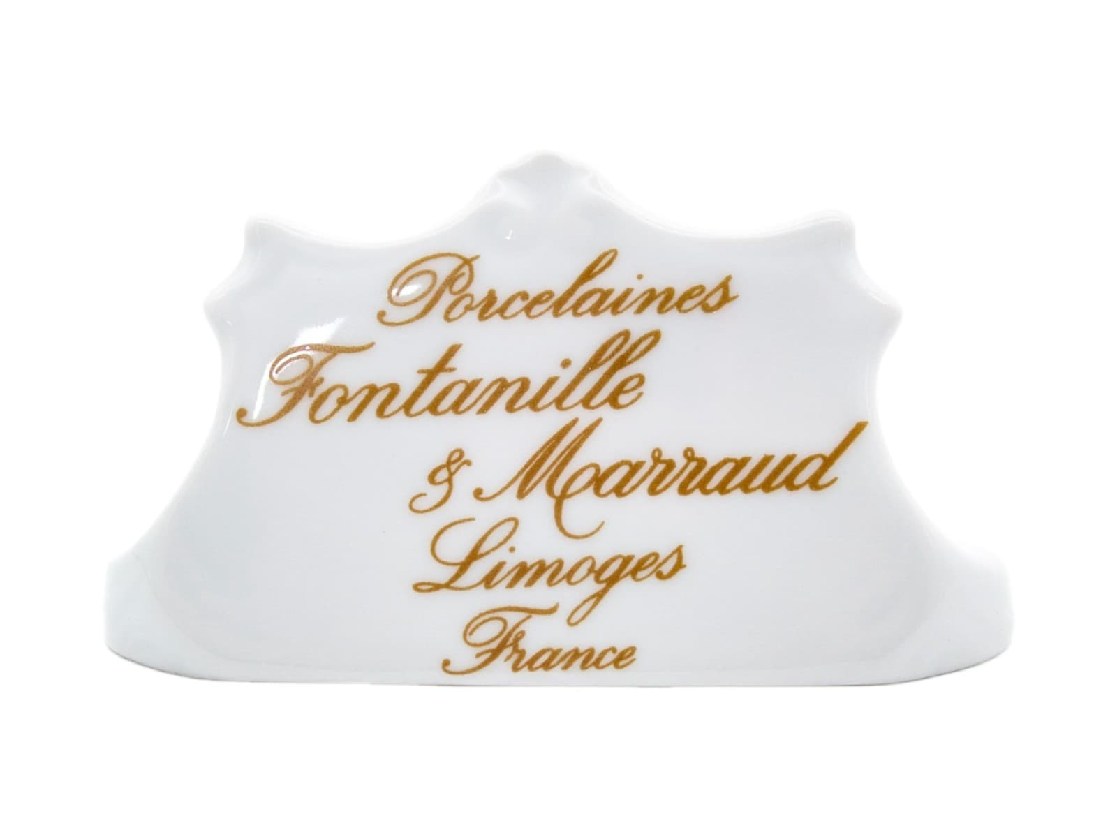 Limoges France Fontanille & Marraud Gold Gilt Porcelain Display Stand Sign - Image 1