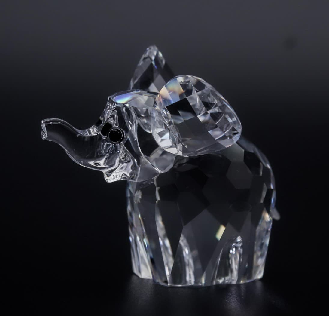 Swarovski Silver Baby Elephant Austria Faceted Crystal Figurine By Max Schreck - Thumbnail 5
