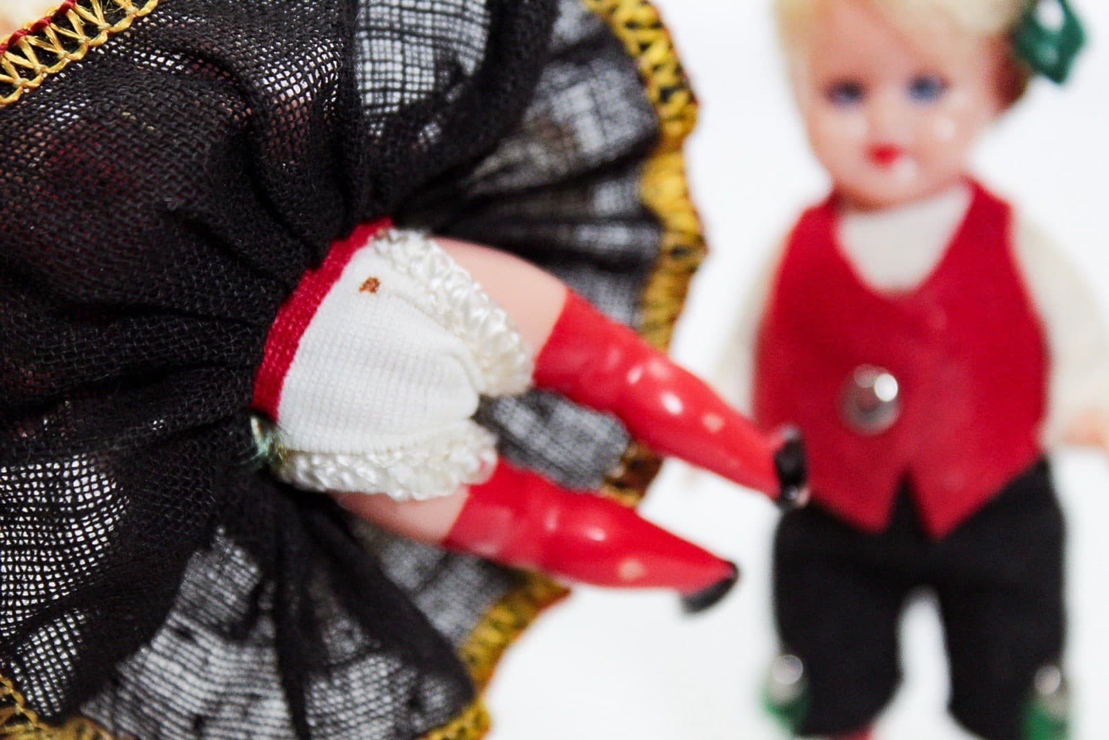 Vintage Bavarian Plastic Village Boy & Girl Miniature Sleeper Dolls - Thumbnail 4