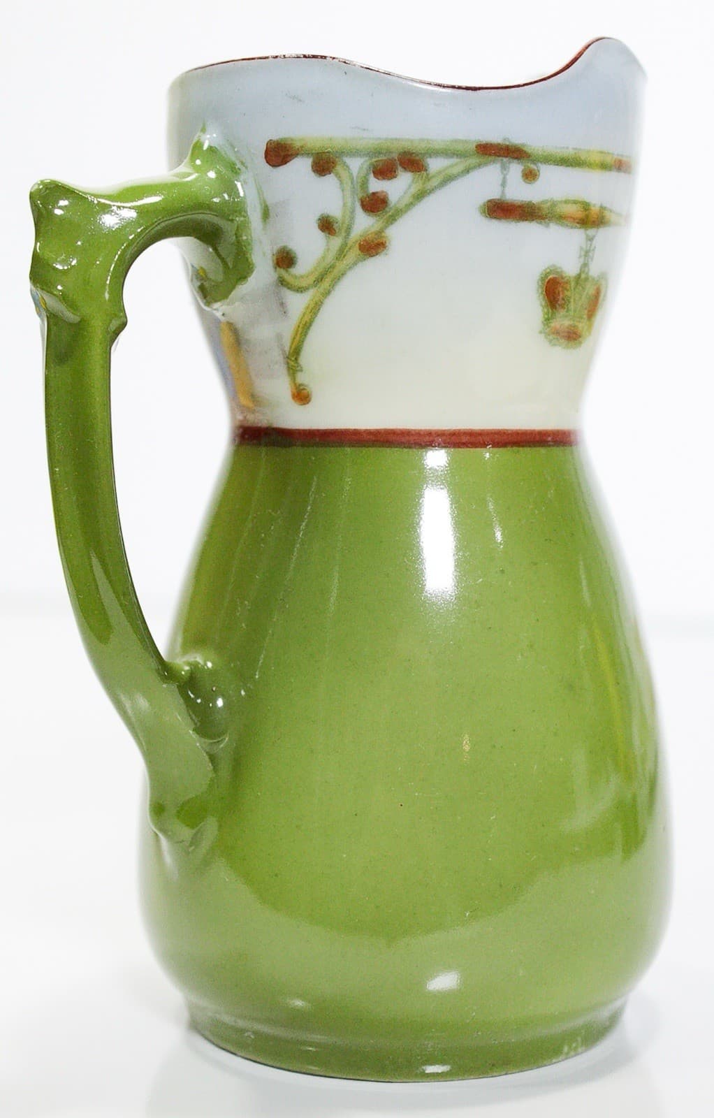 ROYAL BAYREUTH Bavaria Green Porcelain Small Painted Pitcher - Thumbnail 4
