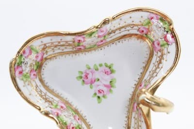 Antique Japan NIPPON Hand Painted Gold Gilt Handled Serving Dish Porcelain - Thumbnail 5