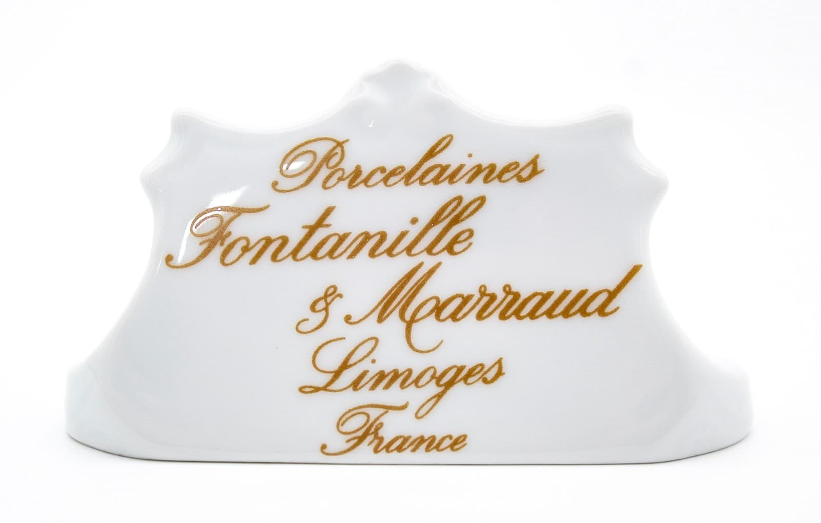 Limoges France Fontanille & Marraud Gold Gilt Porcelain Display Stand Sign - Thumbnail 6
