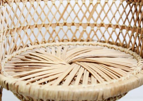 Vintage Wicker Rattan Fan Back Peacock Handmade Doll Armchair 17" - Thumbnail 2