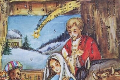 Vintage Made In Germany Festive Nativity Paper Christmas Advent Calendar - Thumbnail 6