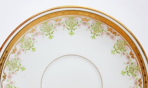 LIMOGES France J. Pouyat Antique Floral Gilt Boullion Porcelain Cup & Saucer - Thumbnail 5
