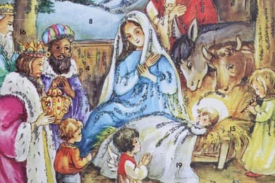 Vintage Made In Germany Festive Nativity Paper Christmas Advent Calendar - Thumbnail 5