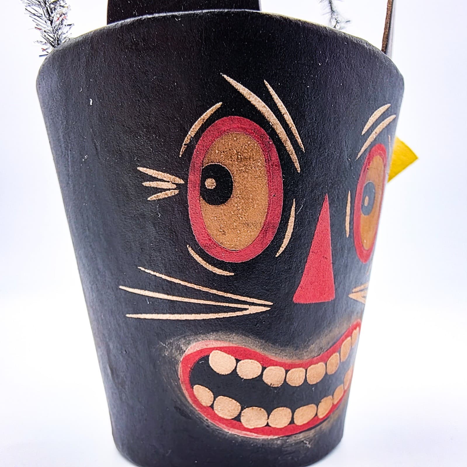 Bethany Lowe Designs Halloween Paper Mache Cat Small Bucket Container With Tag - Thumbnail 4